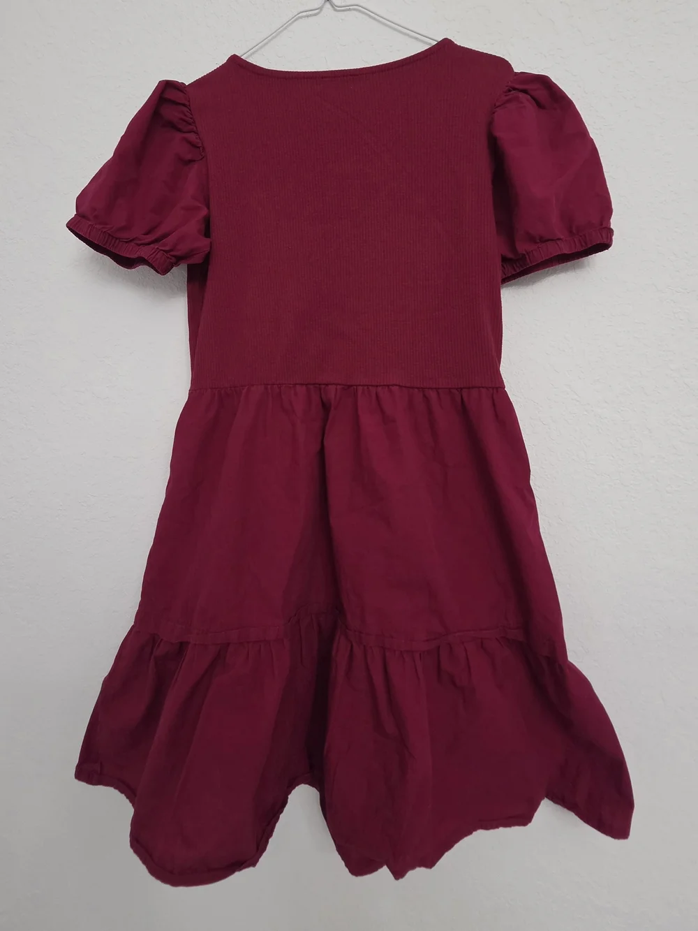 J. Crew Girls' Burgundy Puff-Sleeve Casual Dress